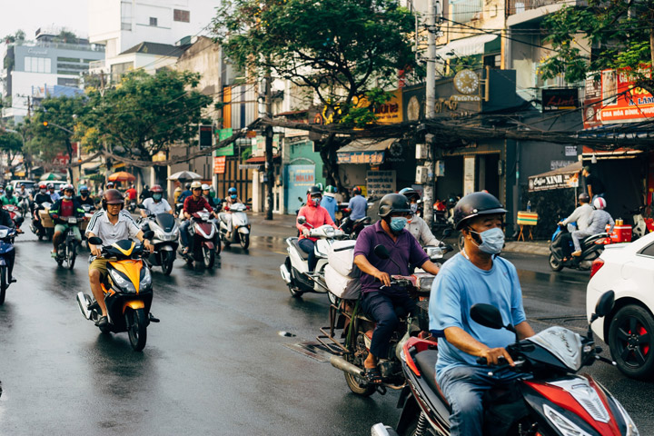 Trafico de motos en Ho Chi Minh City (Saigon)